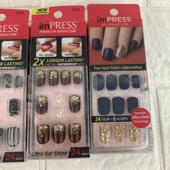 Kiss Impress Gel Manicure Press on Nails LOT OF 4 - Picture 3 of 5